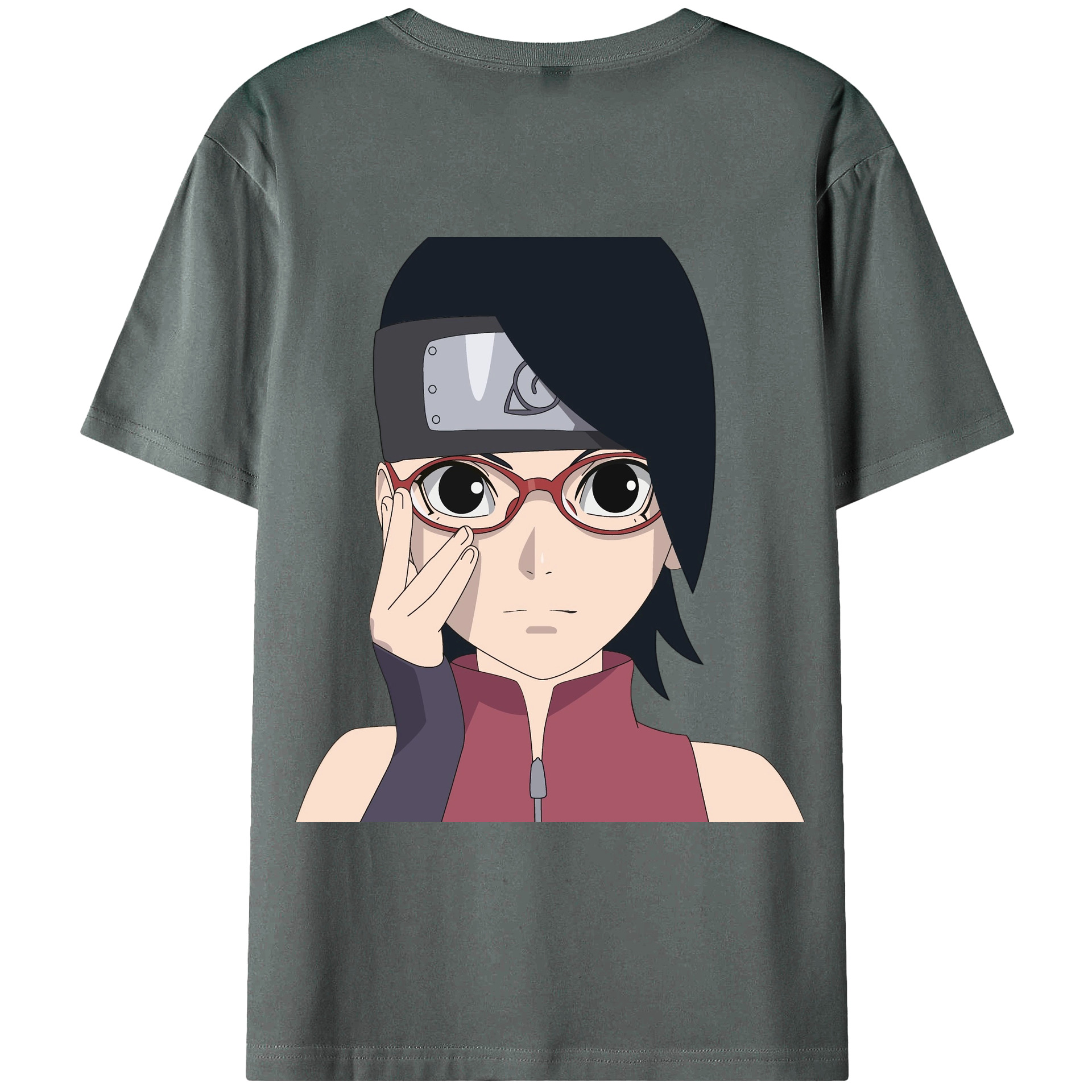 （画像用） NARUTO -ナルト- うちは サラダ Uchiha Sarada 綿100％ メンズ半袖Tシャツ（バックプリント） 通気性